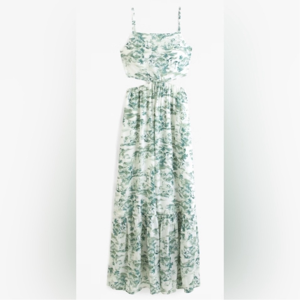 Abercrombie & Fitch White and Green Floral Maxi Dress